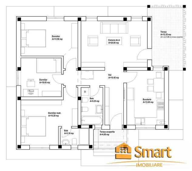 Casa individuala Horpaz, 4 camere , Intabulata, teren 450mp - 4