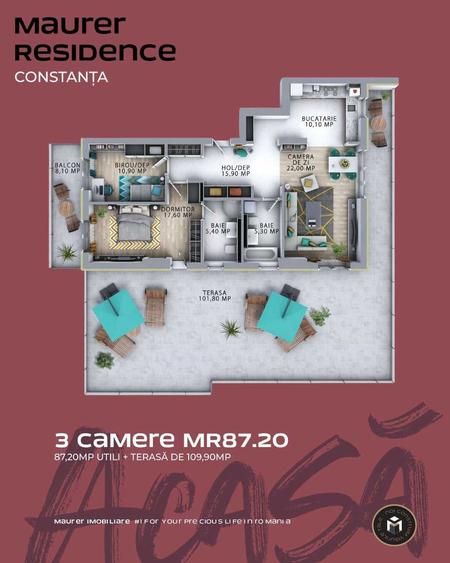 Penthouse cu terasa de 110 mp 3 camere | Etaj 9 | Predare la cheie - 1