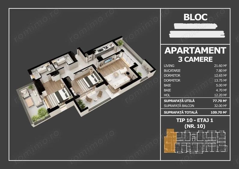[Sos. Oltenitei] - Apartament 3 camere spa?ios - 109,70 mp - 5