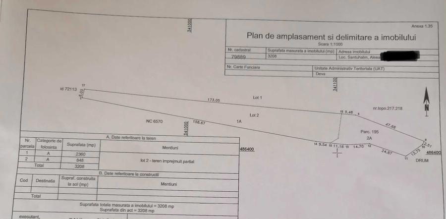 Teren de 3208 mp, în Sântuhalm