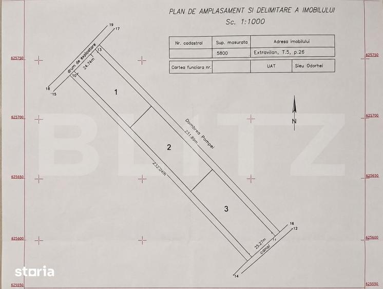 Teren extravilan 5.800 mp, impartit in 3 loturi, Viile Cristurului - 1