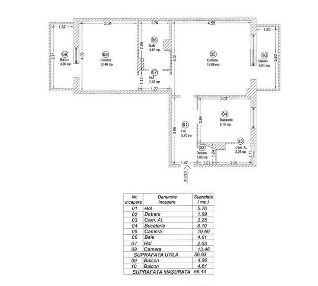 AX1212 Bucovina, 57 Mp Utili + Doua Balcoane, Etaj 1 - 10