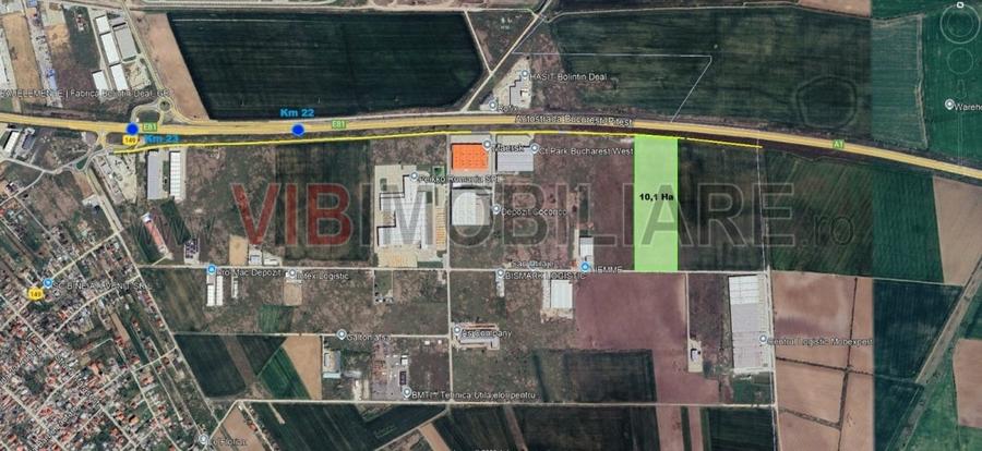 Teren 10,1 Ha cu deschidere 218 ml  la A1 - km 22 - 3