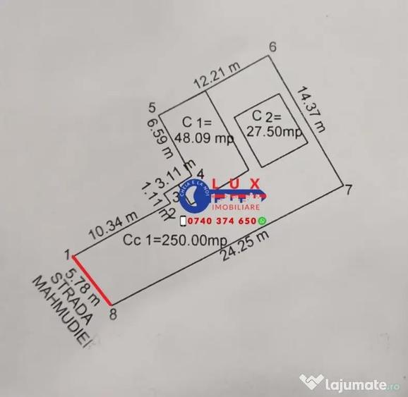 Casă cu 2 camere cu Teren 250 Mp în Central