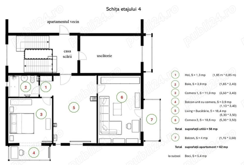 PF proprietar - vand ap.decomandat cu 2 dormitoare, Titulescu - 7