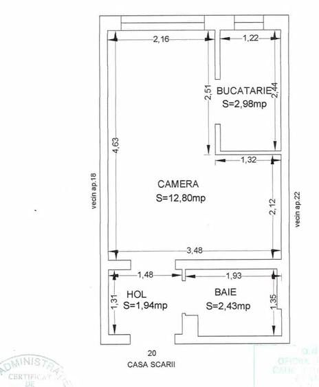 cet..garsonieră cu baie și bucătărie - 1