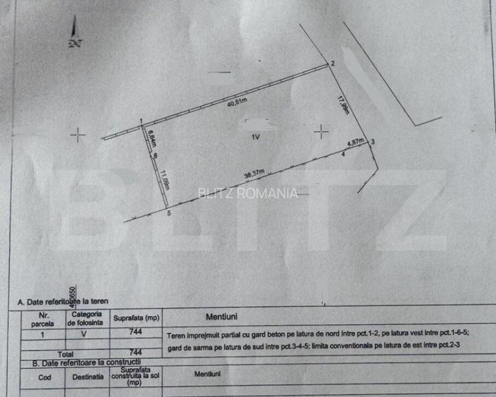 Teren intravilan 744mp, toate utilitatile, zona Carcea