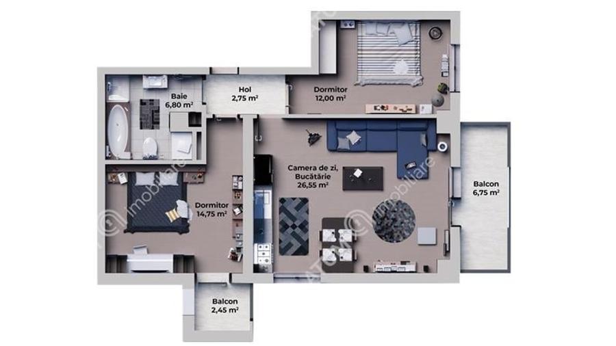 Apartament de 3 camere 2 balcoane pe Calea Surii Mici - 7