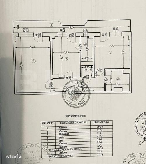 Apartament cu 3 camere în Central