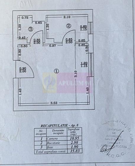 Garsoniera de vanzare in Campina, et. 1 15,83 mp - 1