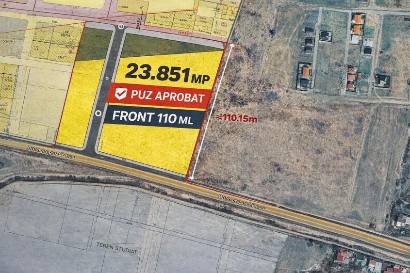 Oportunitate dezvoltare -Teren 23.851 mp cu PUZ – Giroc – front 110 ml - 1