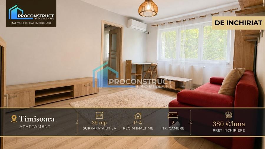 Apartament cu 2 camere semidecomandat, mobilat în Dacia