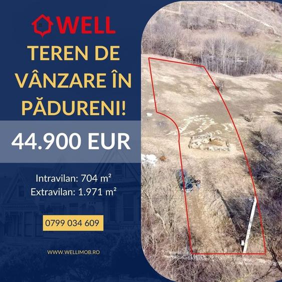 Teren intravilan de 2675 mp, în Pădureni