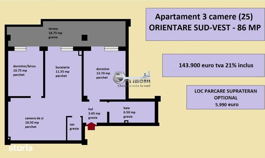 Apartament 3 camere nou de vanzare in Iasi Valea Lupului, bloc 2025 - 6