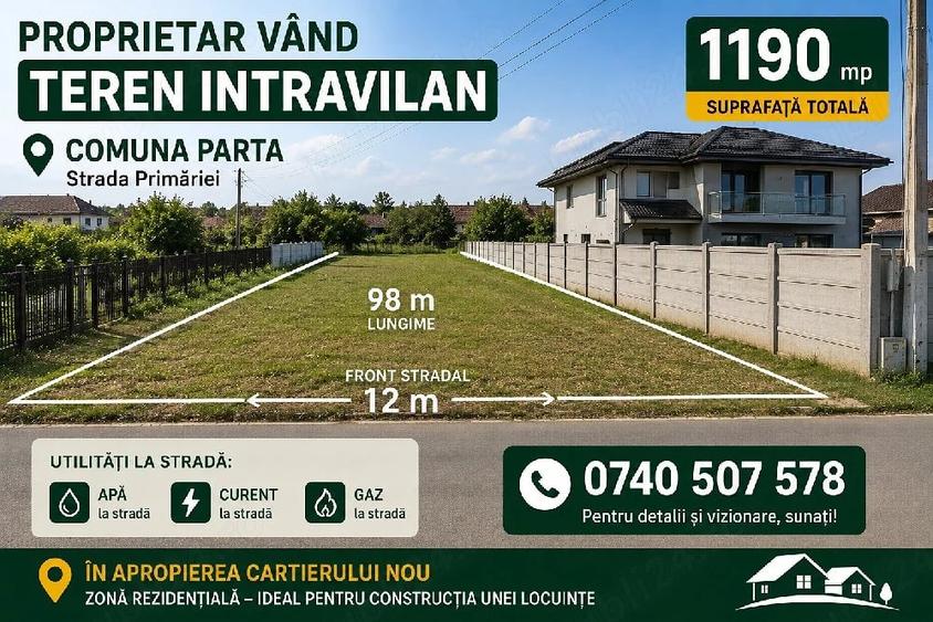Teren de 1190 mp, în Central