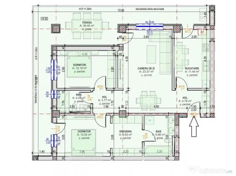 Penthouse la cheie cu 3 camere si terasa generoasa zona Tria - 6