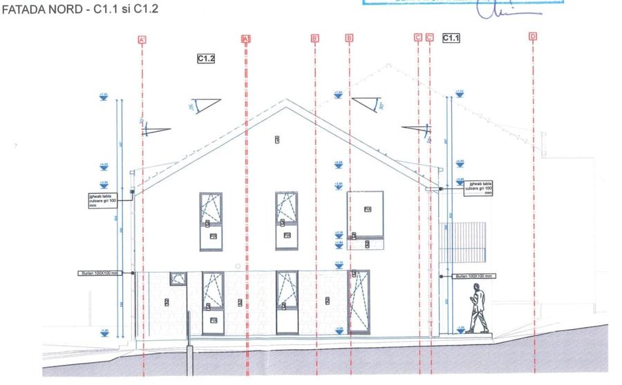 Proiect autorizat duplex (2 unitati) - teren intravilan 700 mp Chinteni Proiect autorizat duplex (2 unitati) - teren intravilan 700 mp Chinteni