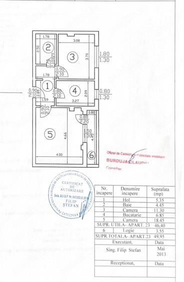 Apartament cu 2 camere decomandat în Central