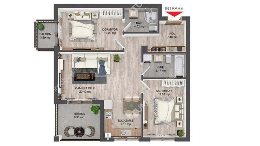 Apartament cu 3 camere 2 bai si 2 balcoane in Sibiu zona Pictor Brana - 8