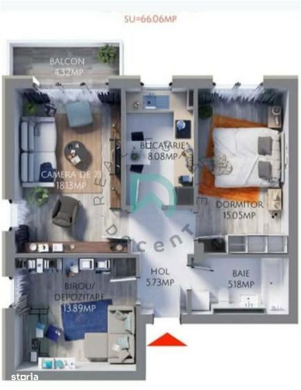 Apartament cu 3 camere decomandat, mobilat în Tractorul