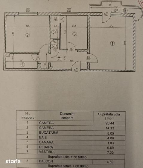 Apartament cu 2 camere, mobilat în Vitan