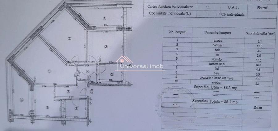 Apartament 3 camere, 86 mp. in Floresti, zona BMW - 14