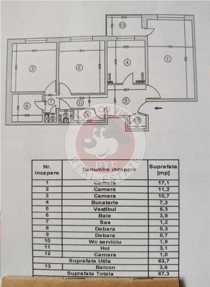 Piata Rahova | Ap 3 camere | 67mp | Decomandat | B12867 - 1