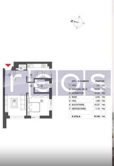 Apartament cu 2 camere în Șoseaua Nordului