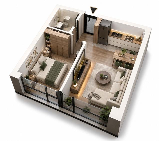Apartament cu 2 camere în Chiajna