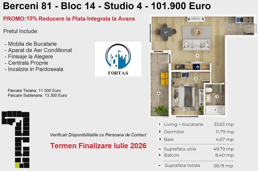 Studio perfect de investitie! Prinde acum reducerea! Ultima unitate disponibila - 5