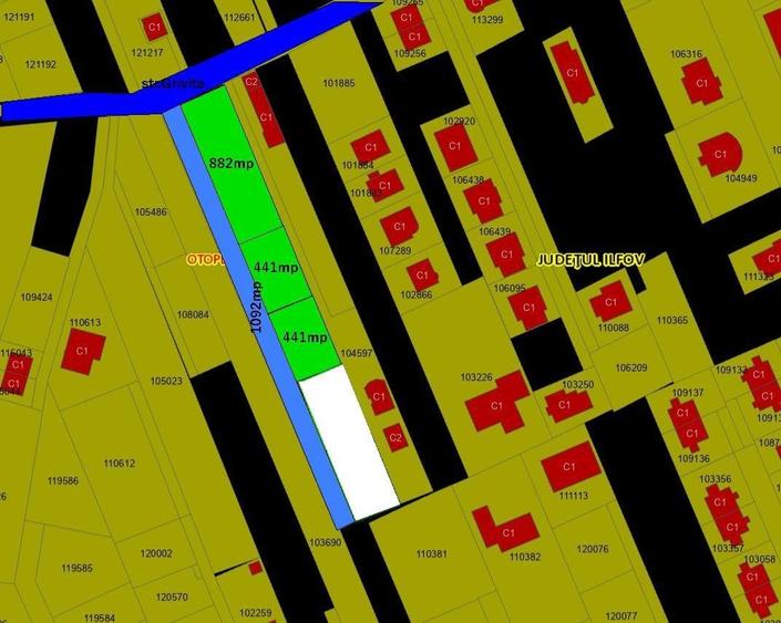 Teren intravilan 2492mp dezmembrat(vezi schita) ,drum 7m latime,str.Grivita! - 2