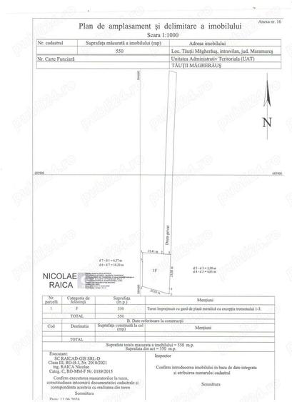 Tautii Magheraus, parcela 550 mp,strada 61, la doar 3300 euro ar. - 3