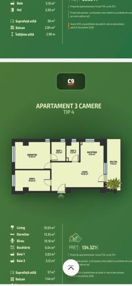 Apartamente cu 2 camere 61mp, etaj 7 , pret 127.661 euro, Tatarasi - 6