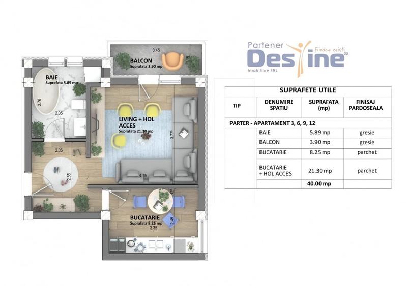 Apartamente noi Visan, COMISION 0%, predare mai 2026, pret 1.350 € + TVA - 3