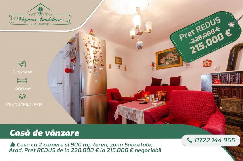 Casa cu 2 camere si 900 mp teren, zona Subcetate, Arad - 6