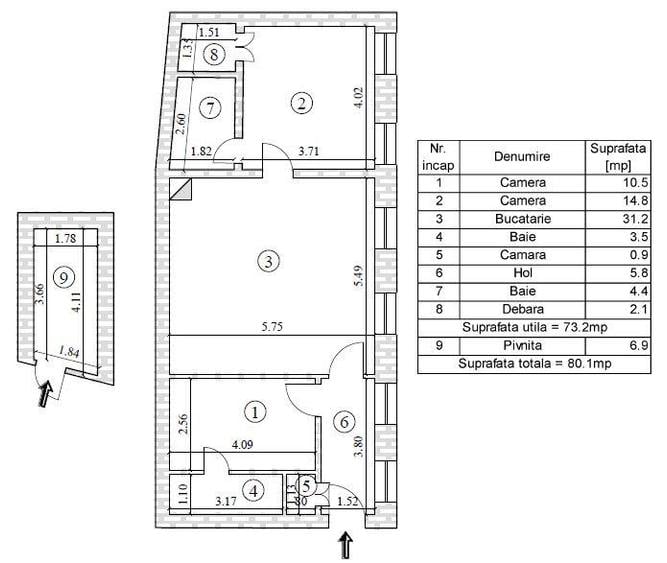 Apartament deosebit cu 3 camere str. Castelului - Comision 0% - 4