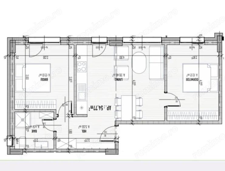 Apartament cu CF, 3 camere, 55mp, bloc nou, Baciu Petrom - 2