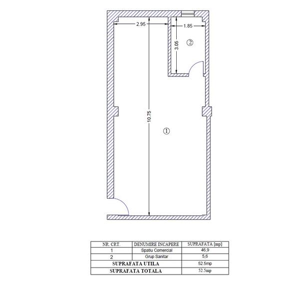 Spatiu comercial 52.5 mp pentru activitati de servicii sau birou - 2