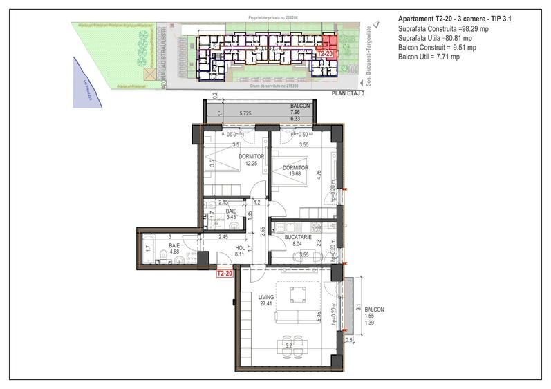 Straulesti metrou stradal  3 camere decomandat - 12