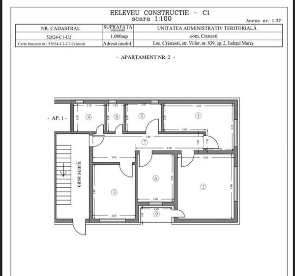 Apartament cu 3 camere la stadiul semifinisat in Cristesti, zona Materom - 7