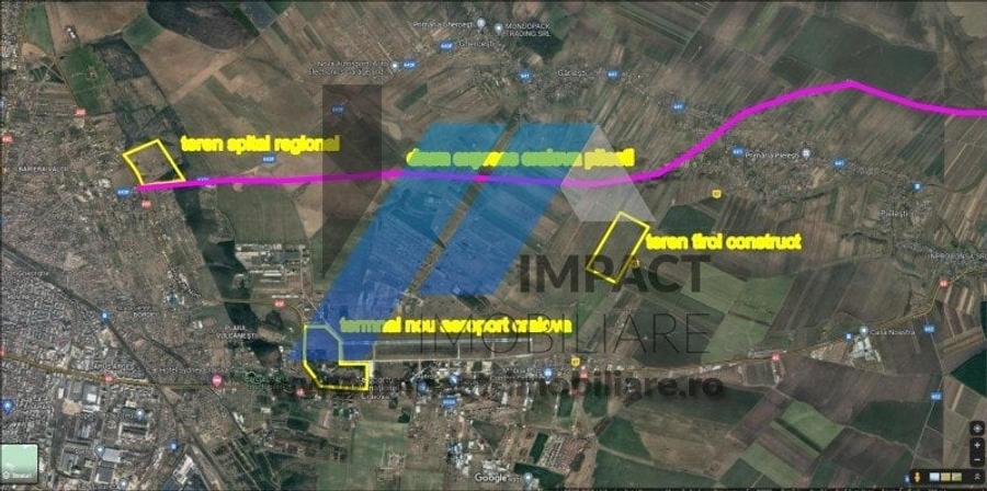 Teren Construcții extravilan de 100000 mp, în Aeroport