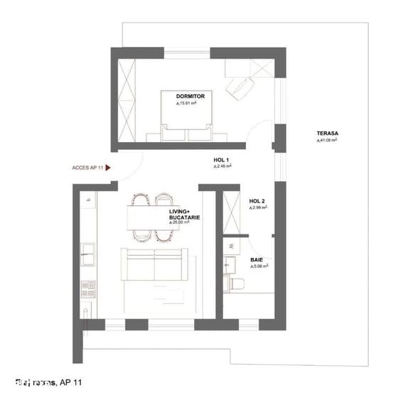 Apartament cu 2 camere în Mehala