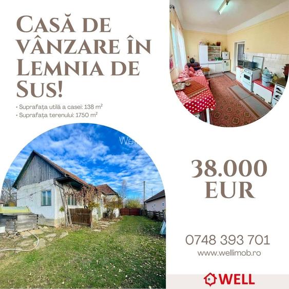 Casă de vânzare în Lemnia de Sus, într-o zonă liniștită!