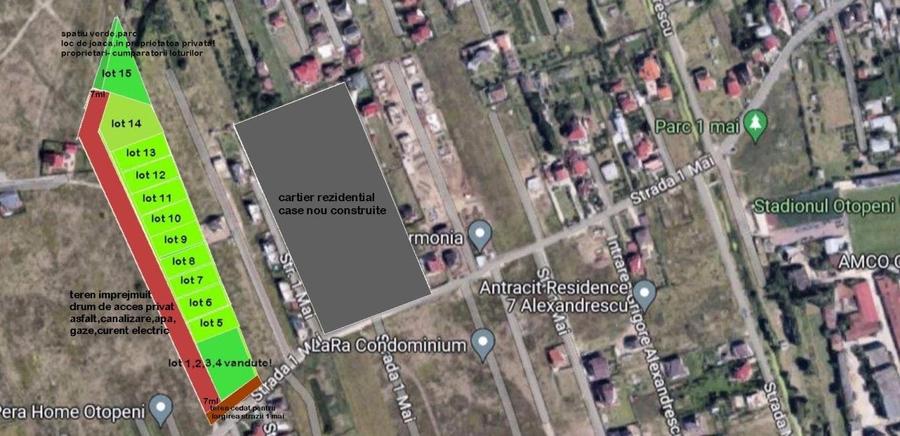 Teren 518mp(370.4mp+cota dr+cota sp. verde),drum 7ml. asfalt,toate utilitatile! - 1