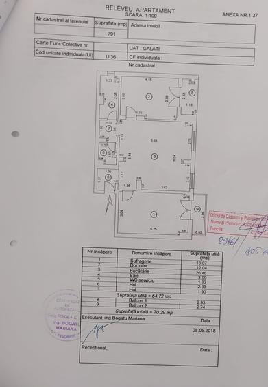 Apartament cu 3 camere decomandat în