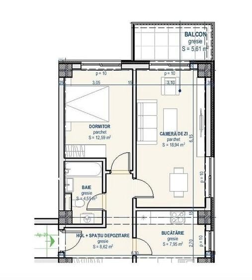Apartament cu 2 camere în Moara de Vânt