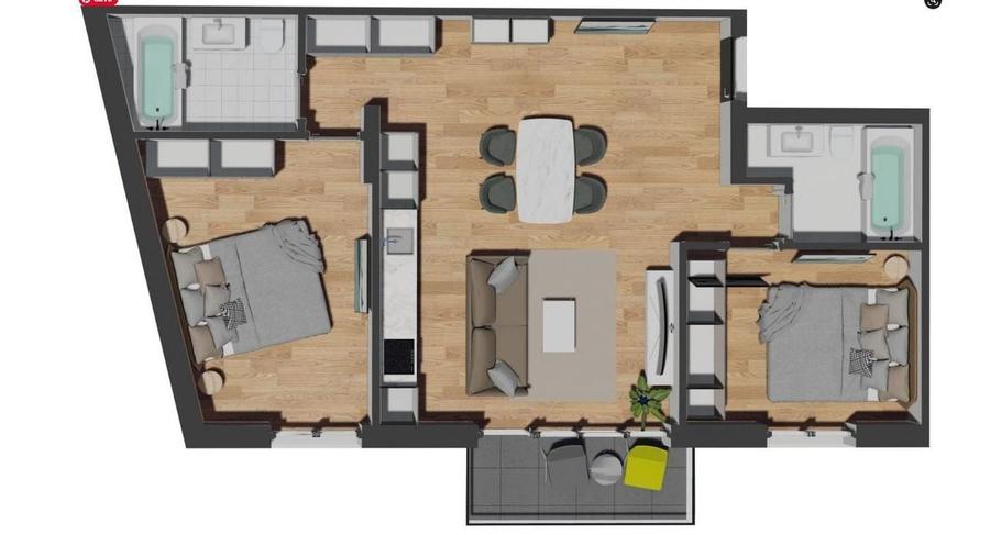 Apartament cu 2, camere, zona Vivo, parcari subterane - 38