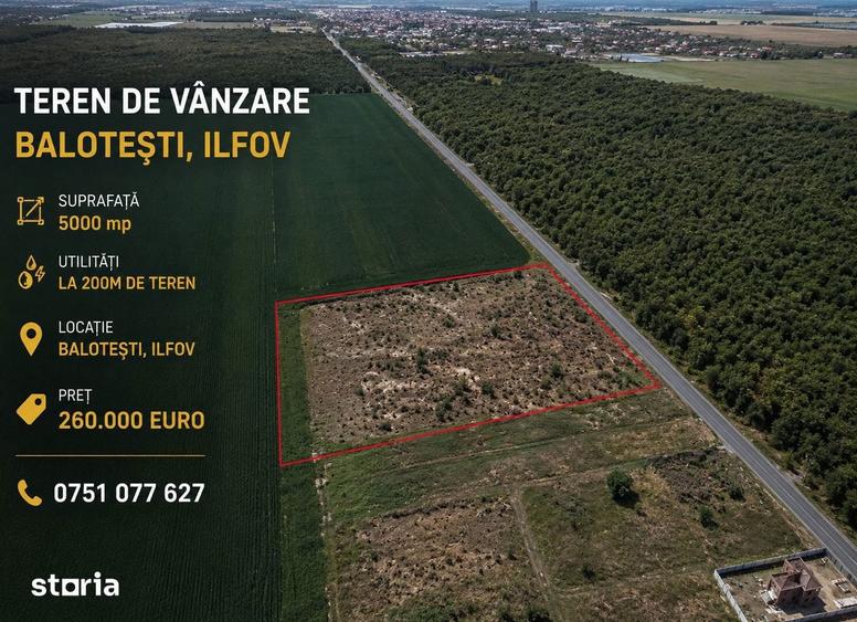 Teren de 5000 mp, în Balotești