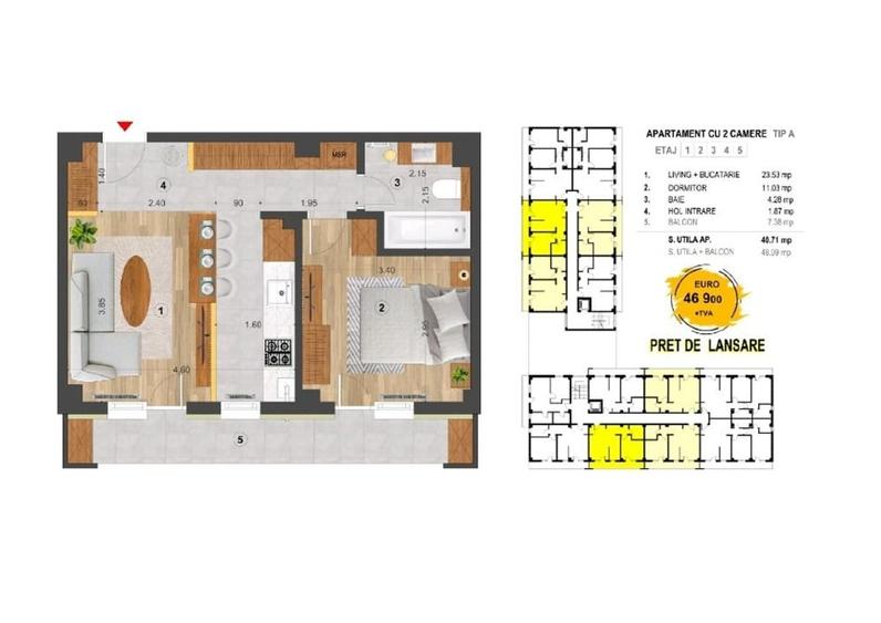 Ap 2 camere 48mp | Finalizat | Comision zero | Eroilor Residence - 9