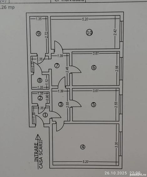 Apartament cu 3 camere decomandat în Central